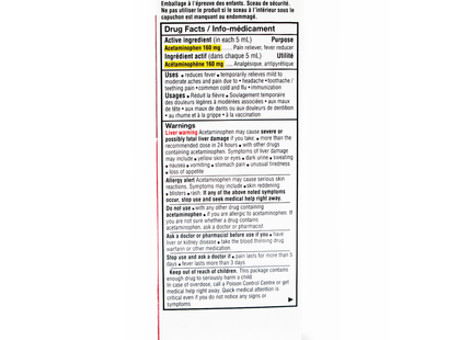 Option+ Suspension d'acétaminophène pour enfants, saveur cerise | 100 mL