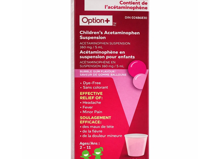 Option+ Children’s Acetaminophen Suspension Bubble gum Flavour | 100 mL