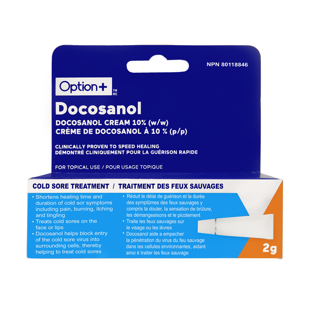 Option+ Traitement des feux sauvages Docosanol 10 % | 2g