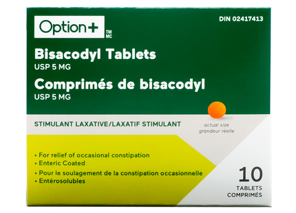 Option+ Stimulant Laxative Bisacodyl Tablets 5 mg | 10 Tablets