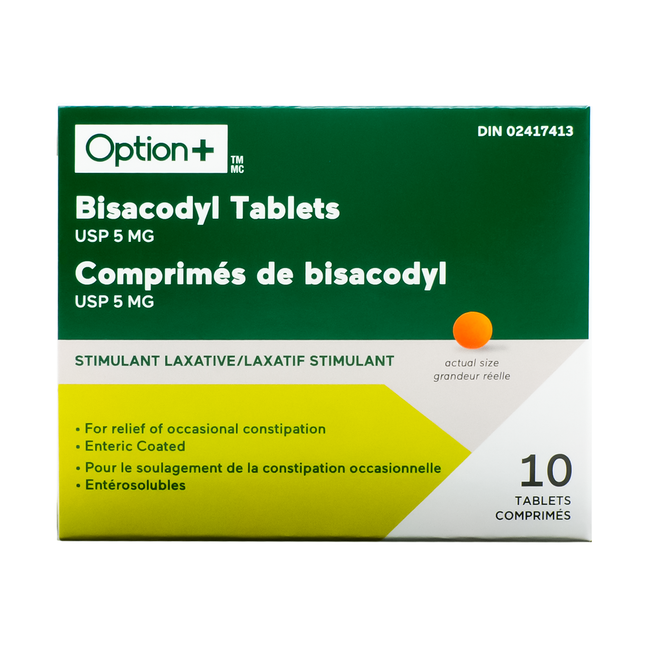 Option+ Stimulant Laxative Bisacodyl Tablets 5 mg | 10 Tablets