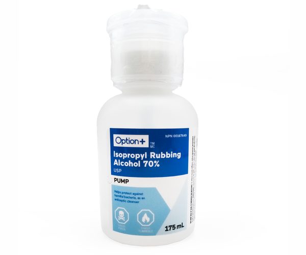 Option+ Isopropyl Rubbing Alcohol with Pump | 175 mL – White Cross E-Store