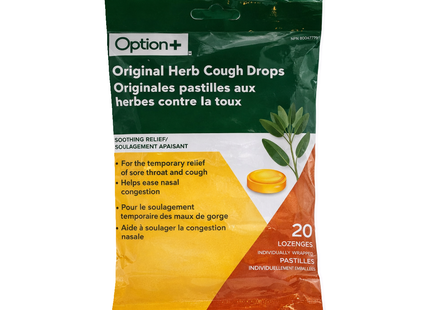 Option+ Original Herb Cough Drops | 20 Lozenges
