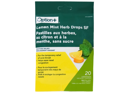 Option+ - Soothing Relief Mint Herb Drops | 20 Lozenges