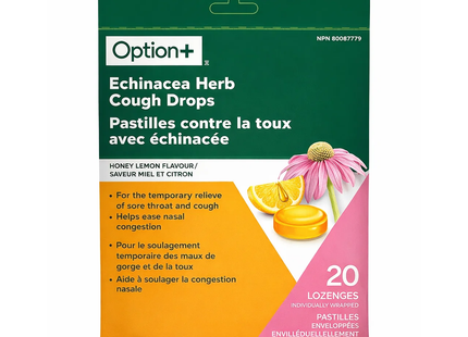 Option+ Echinacea Herb Cough Drops | 20 Lozenges