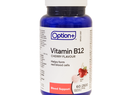 Option+ Vitamin B12, Cherry Flavour 2500 mcg | 60 Sublingual Tablets