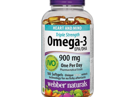 Webber Naturals - Triple Strength Omega-3 900 mg EPA/DHA | 80 Clear Enteric Softgels