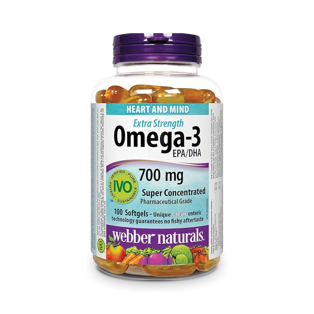 Webber Naturals - Oméga-3 Extra Fort 700 mg | 100 gélules molles entériques transparentes