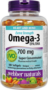 Webber Naturals Omega-3 Extra Strength 700 mg | 100 Clear Enteric Softgels