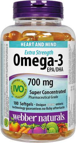 Webber Naturals Oméga-3 Extra Fort 700 mg | 100 gélules entériques transparentes