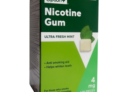 Option+ Gomme à la nicotine 4 mg, saveur menthe ultra fraîche | 105 pièces