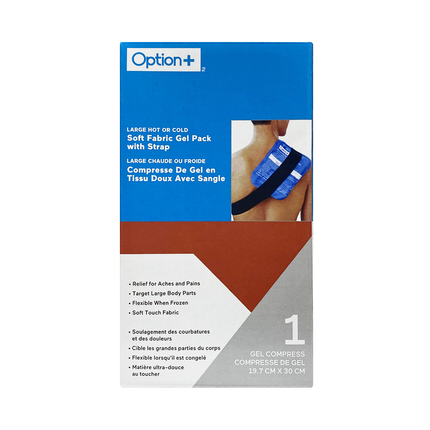 Option+ Large Hot Or Cold Soft Fabric Gel Pack With Strap | 19.7cm x 30cm