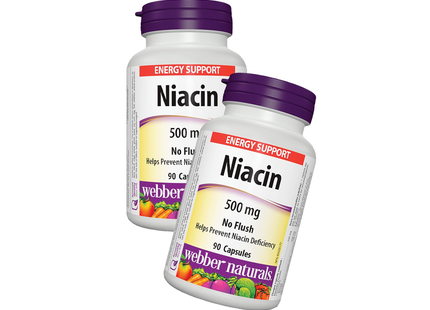 2-PACK Webber Naturals - Niacin 500 mg No Flush | 90 Capsules
