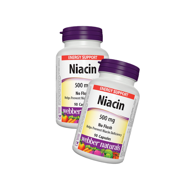 2-PACK Webber Naturals - Niacin 500 mg No Flush | 90 Capsules