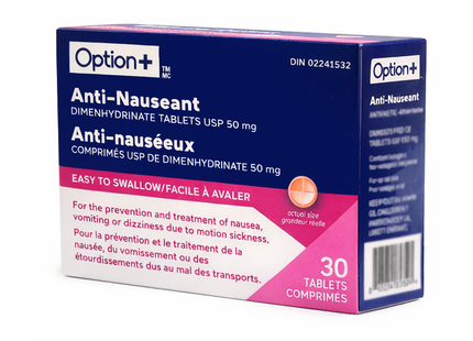 Option+ Anti-Nauseant, Easy To Swallow | 30 Tablets