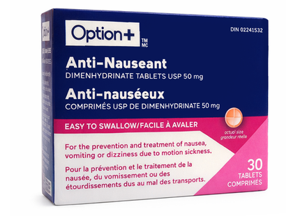 Option+ Anti-Nauseant, Easy To Swallow | 30 Tablets