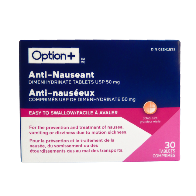 Option+ Anti-nauséeux, facile à avaler | 30 comprimés