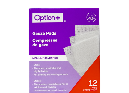 Option+ Medium Gauze Pads 7.6 cm x 7.6 cm | 12 Pads