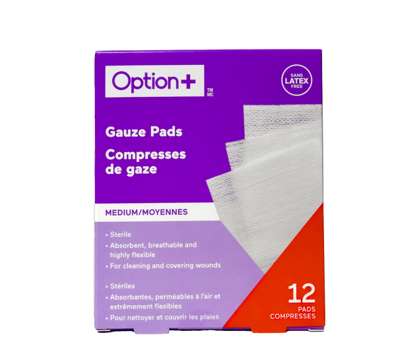 Option+ Medium Gauze Pads 7.6 cm x 7.6 cm | 12 Pads – White Cross E-Store