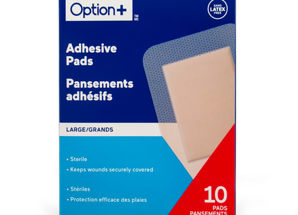 Option+ Grands tampons adhésifs sans latex | 10 tampons