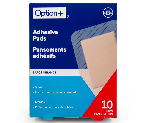 Option+ Large Adhesive Pads Latex Free | 10 Pads – White Cross E-Store