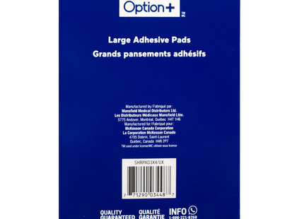 Option+ Grands tampons adhésifs sans latex | 10 tampons