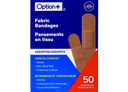 Option+ Bandages en tissu flexibles assortis | 50 unités