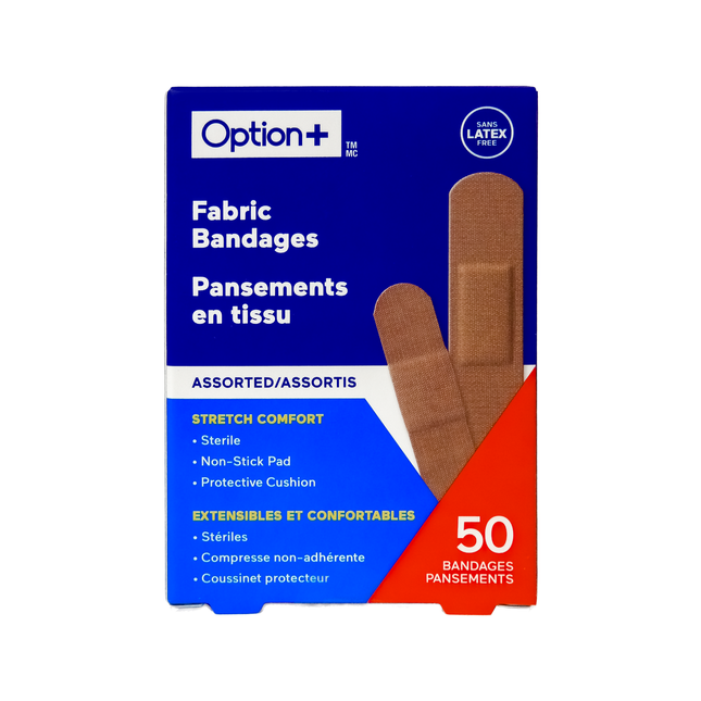 Option+ Bandages en tissu flexibles assortis | 50 unités