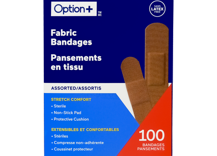 Bandages assortis en tissu Option+ | 100 pansements