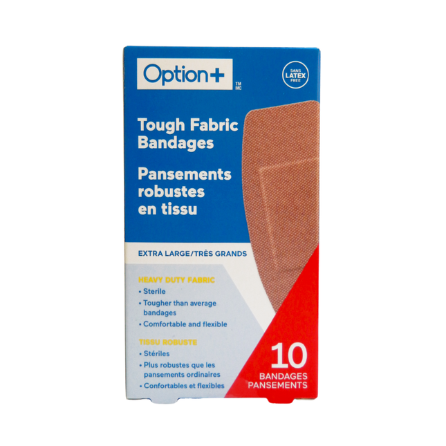 Option+ Tough Fabric Bandages, Extra Large | 10 Bandages