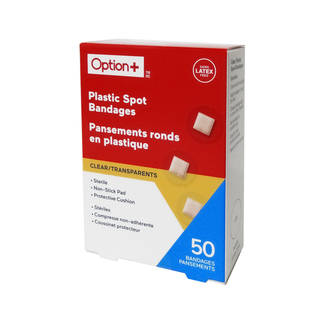 Option+ Pansements en plastique transparents | 50 pansements