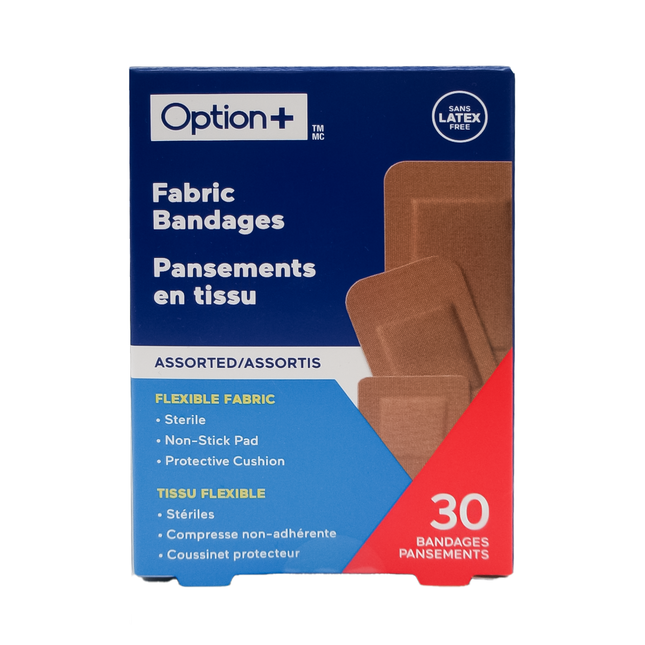 Pansements en tissu assortis Option+ | 30 pansements