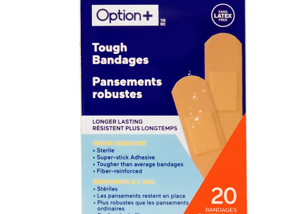 Option+ Tough Bandages Water Resistant | 20 Bandages