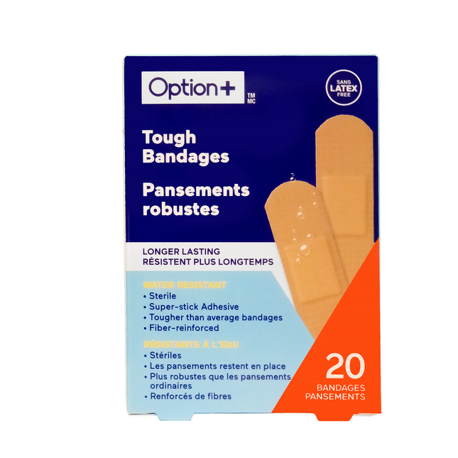 Option+ Tough Bandages Water Resistant | 20 Bandages