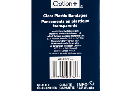 Option+ Clear Plastic Bandages, Assorted | 30 Bandages