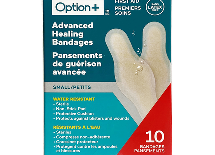 Option+ Advanced Water Resistant Healing Bandages, Small | 10 Bandages