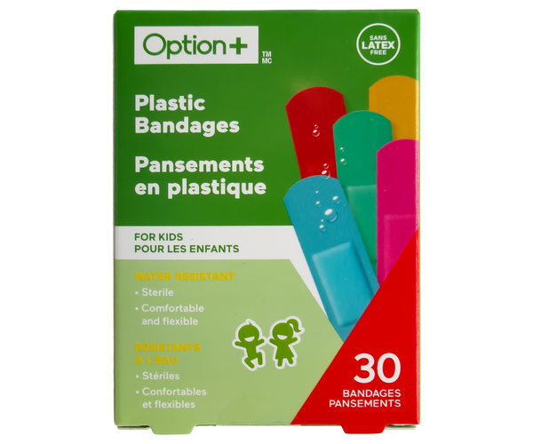 Option+ Plastic Bandages for Kids | 30 Bandages – White Cross E-Store