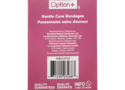 Option+ Gentle Care Assorted Latex Free Bandages | 20 Bandages
