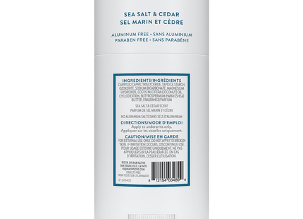 NATIVE - Aluminum Free Deodorant, Sea Salt & Cedar | 75 g