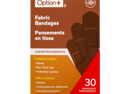 Option+ Assorted Fabric Bandages Latex Free | 30 Bandages