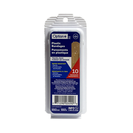 Option+ Plastic Bandages Travel Pack | 10 Bandages