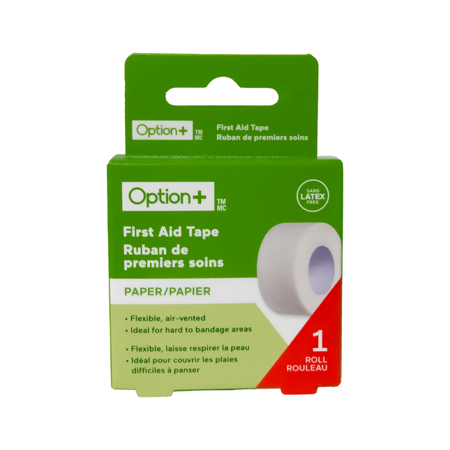 Option+ - Ruban de premiers secours 2,5 cm x 9,1 m | 1 rouleau