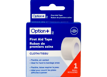 Option+ Cloth First Aid Tape 2.5 cm x 9.1 m | 1 Roll