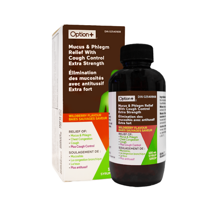 Sirop extra fort Option+ pour soulager le mucus et les glaires | 100 ml