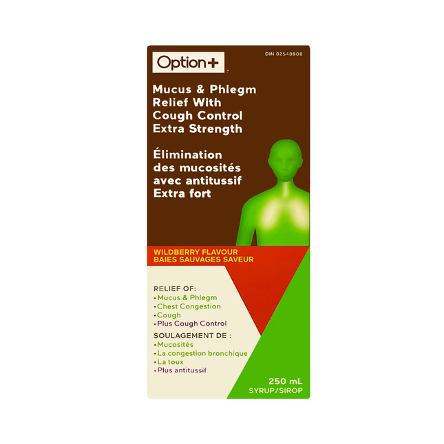 Option+ Mucus & Phlegm Relief With Cough Control, Extra Strength | 250 mL