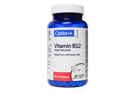 Option+ Vitamin B12 Timed Release 1200 mcg | 80 Tablets