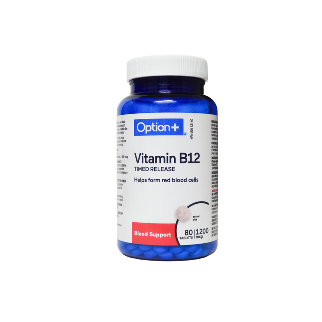 Option+ - Vitamin B12 Timed Release 1200 mcg | 80 Tablets
