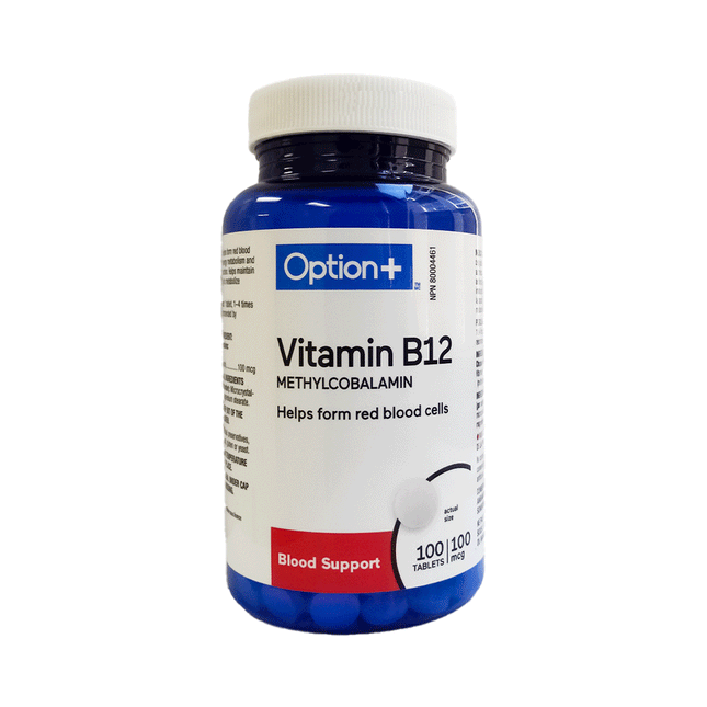 Option+ Vitamin B12, Methylcobalmain | 100 Tablets