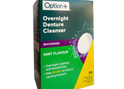 Option+ Overnight Denture Cleanser - Mint Flavour | 96 Individually Wrapped