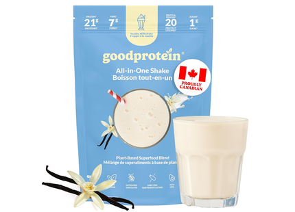 Goodprotein Shake tout-en-un, mélange de superaliments à base de plantes, milkshake à la vanille | 440 g